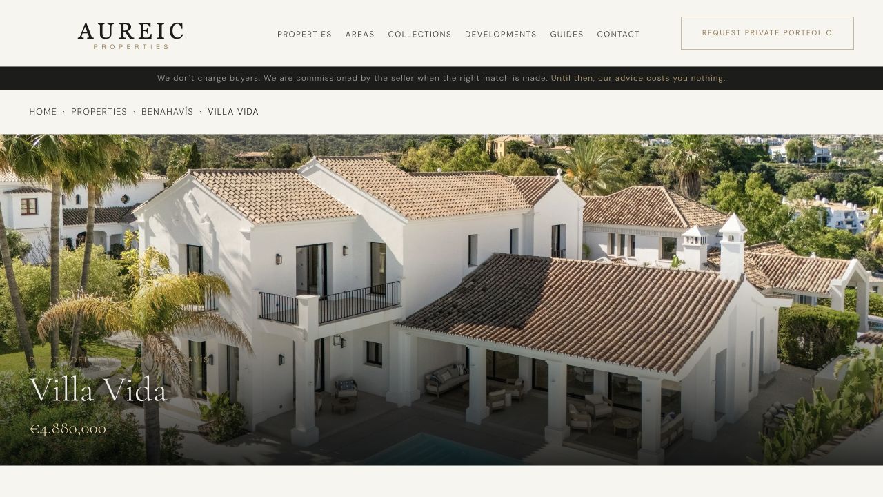 Screenshot of an Aureic Properties property page